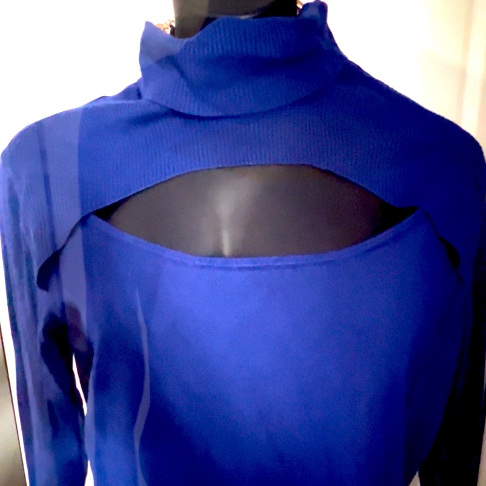 Blue turtleneck sweater